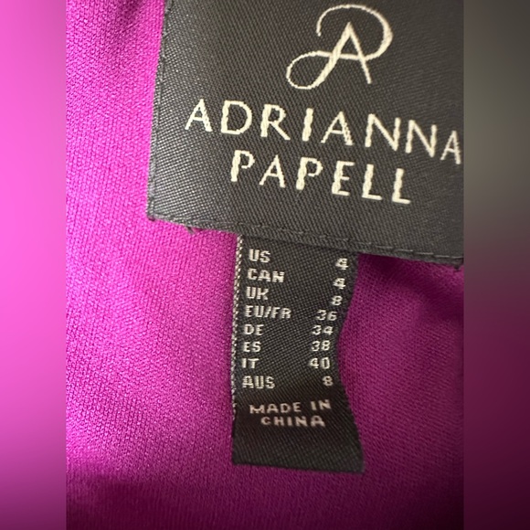 Adrianna Papell One Shoulder Sleeveless Cascading Ruffle Draped Orchid Gown NWT - Picture 4 of 10